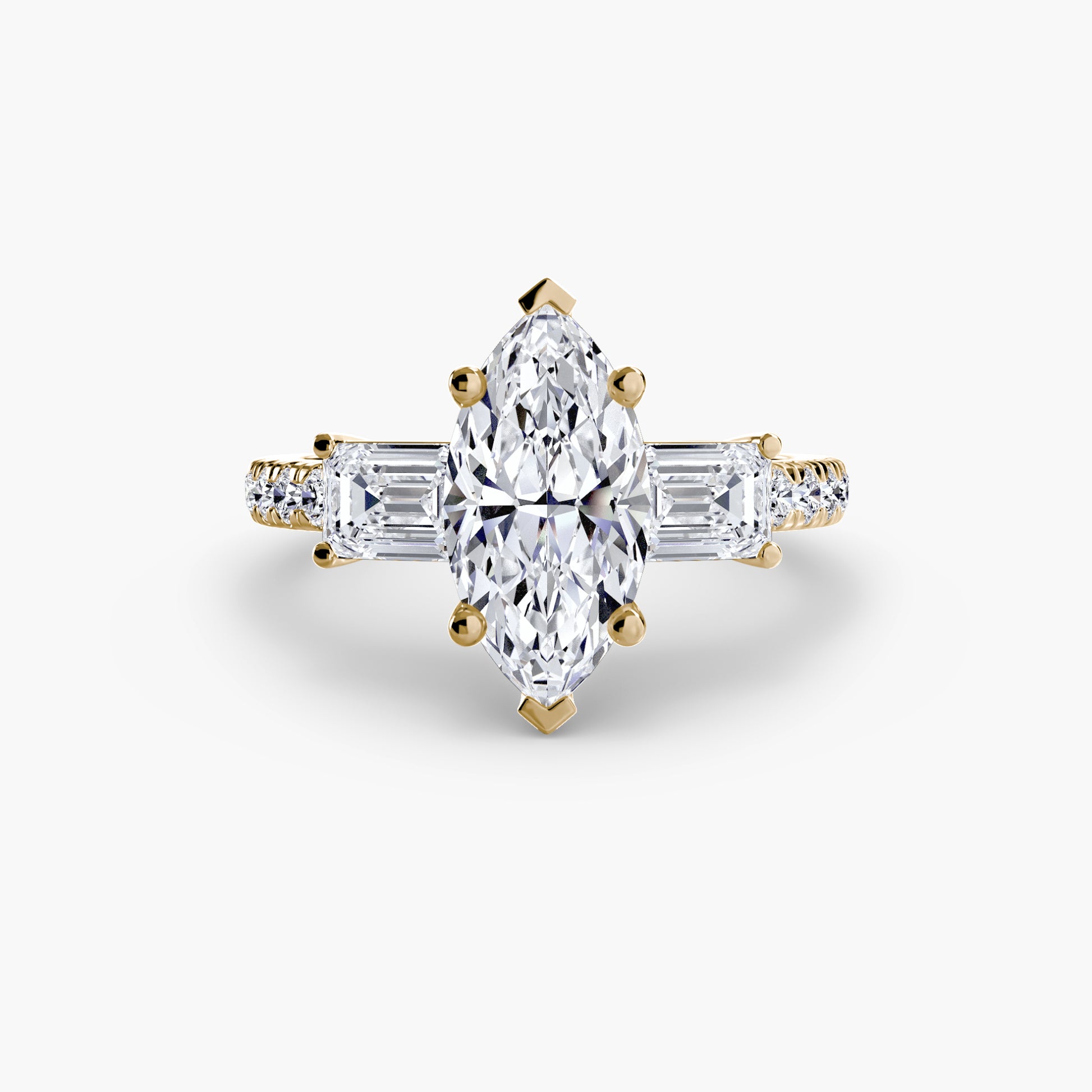 Three-Stone Ring with Pavé Band 4