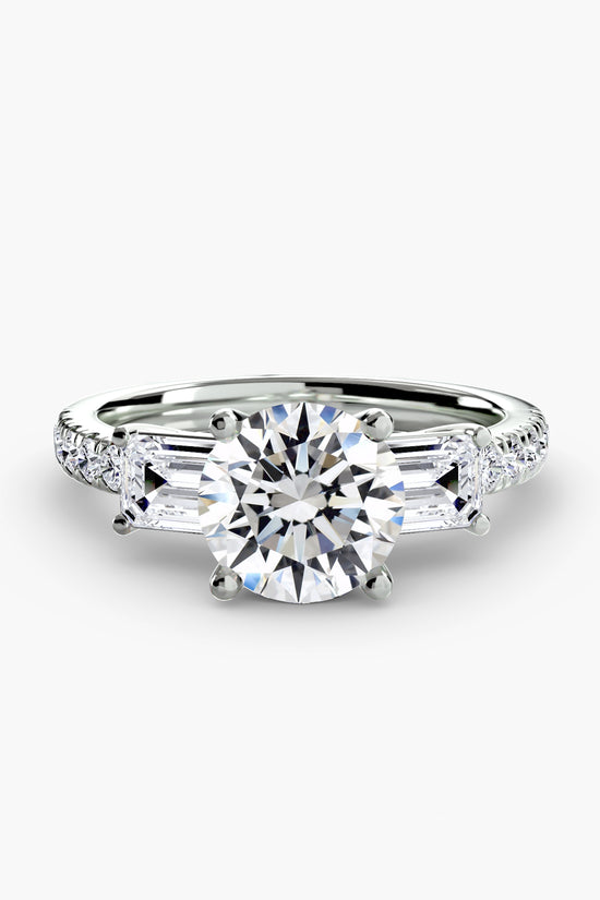 Three-Stone Ring with Pavé Band 4