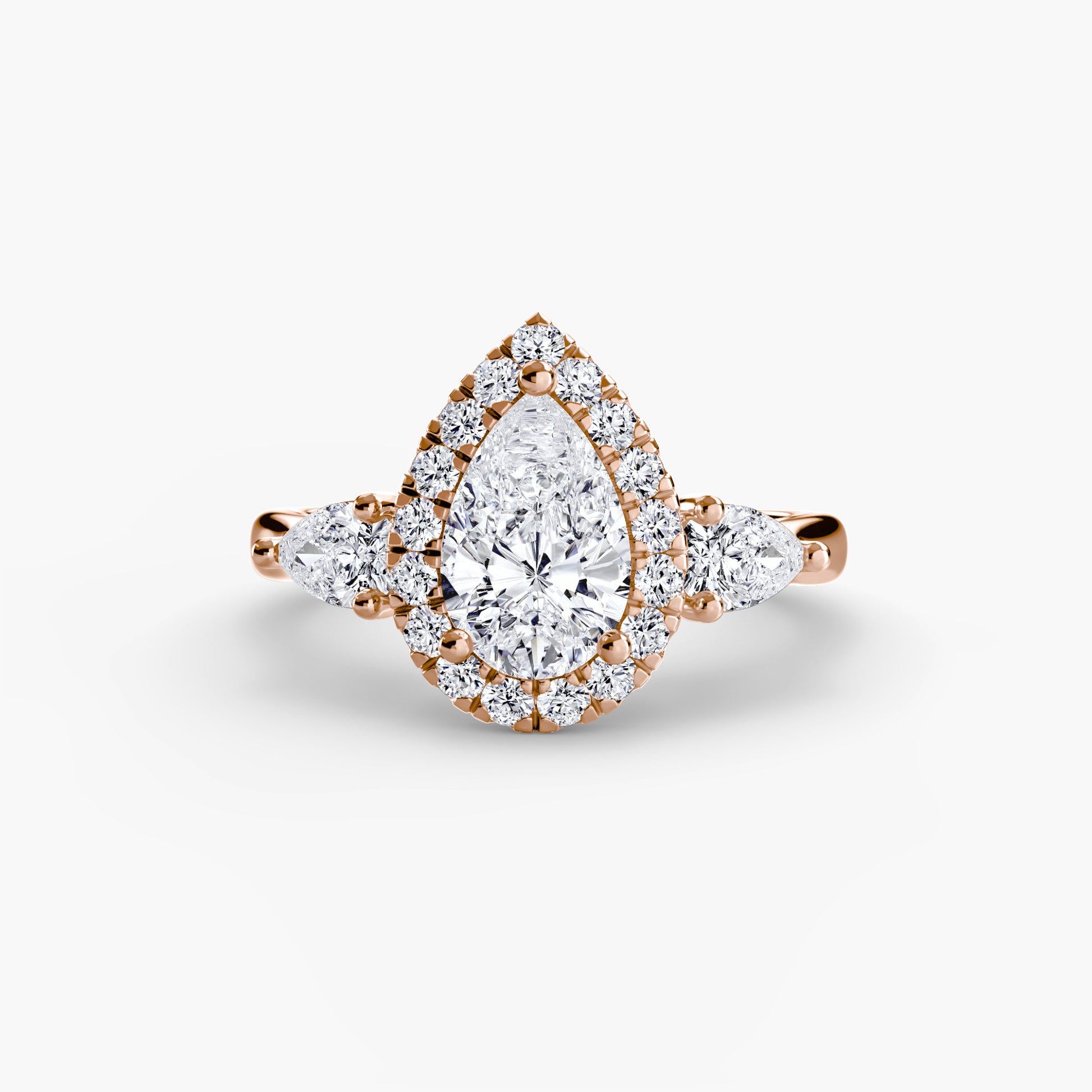 Three-Stone Ring with Halo