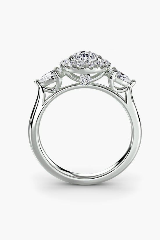 Three-Stone Ring with Halo