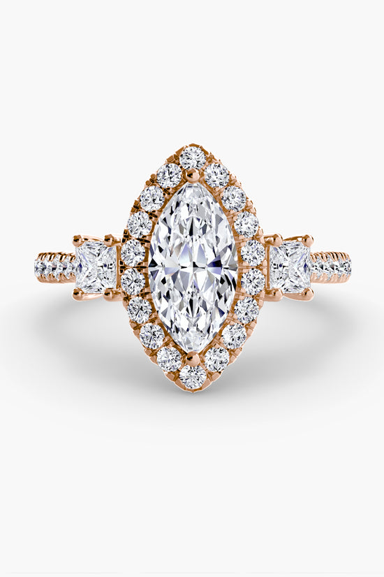 Three-Stone Ring with Halo 2