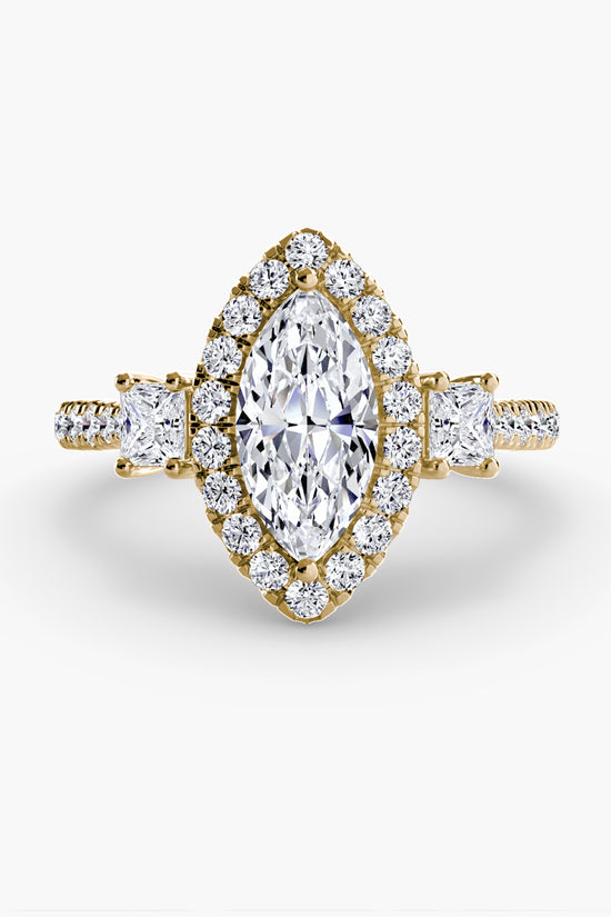 Three-Stone Ring with Halo 2