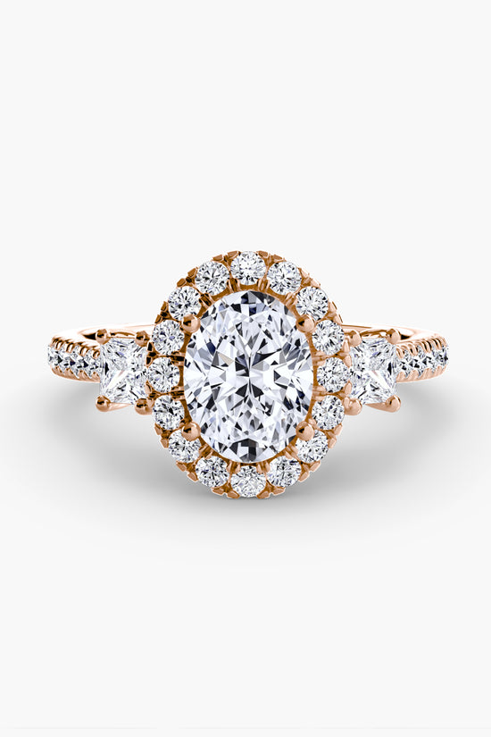 Three-Stone Ring with Halo 2