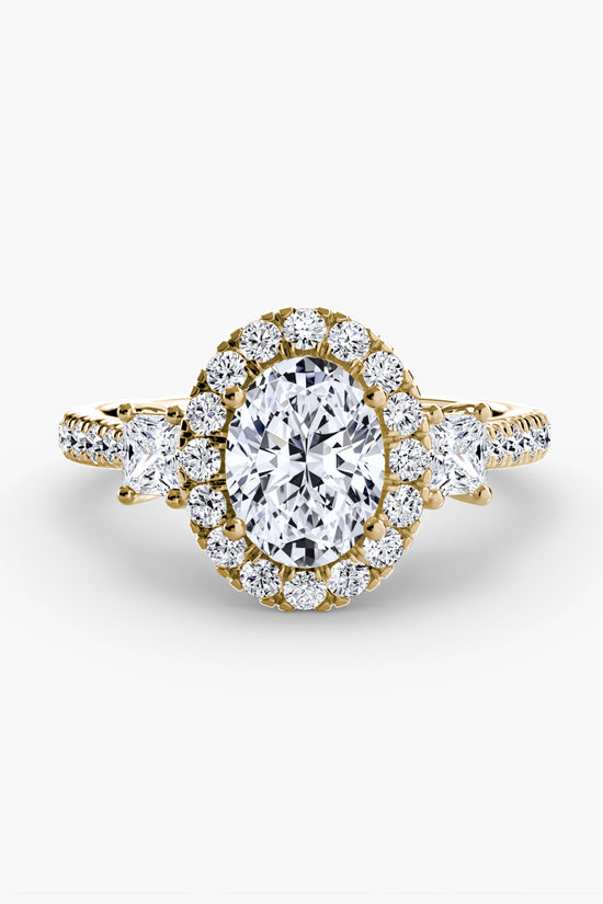 Three-Stone Ring with Halo 2