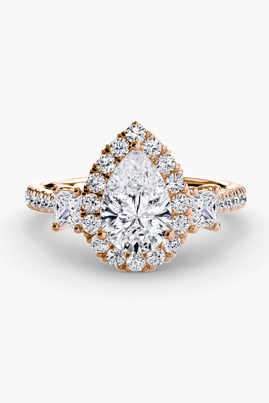Three-Stone Ring with Halo 2