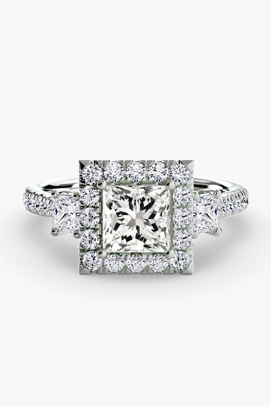 Three-Stone Ring with Halo 2