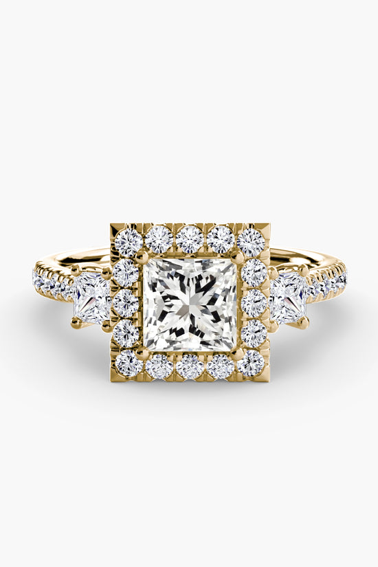 Three-Stone Ring with Halo 2