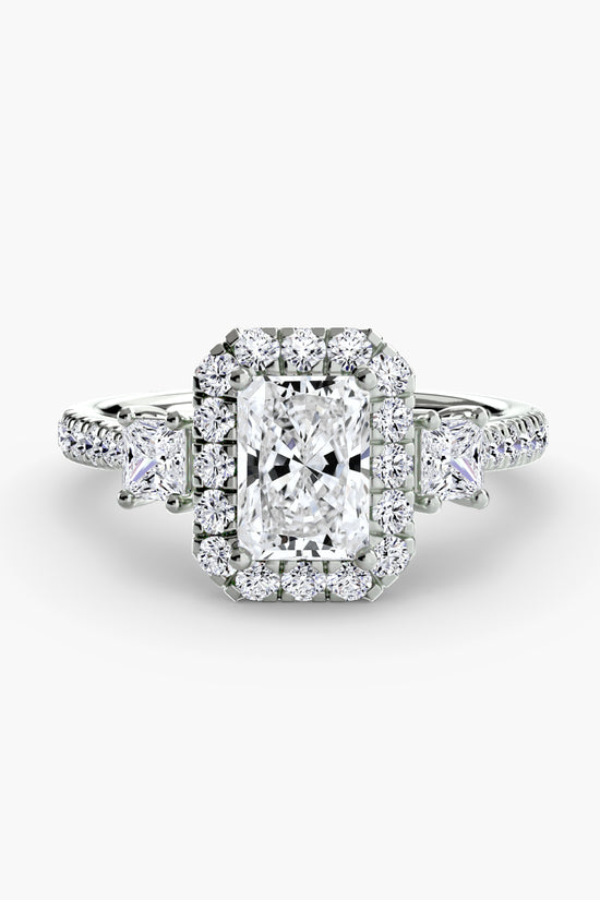 Three-Stone Ring with Halo 2