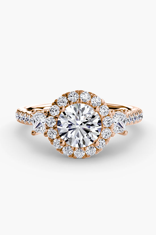 Three-Stone Ring with Halo 2