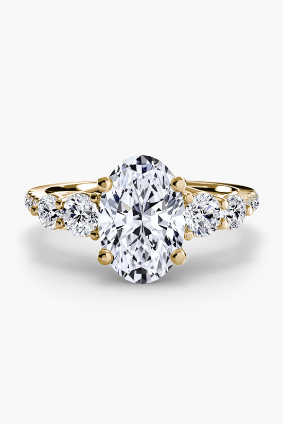 Five Stone Ring with Pavé Band