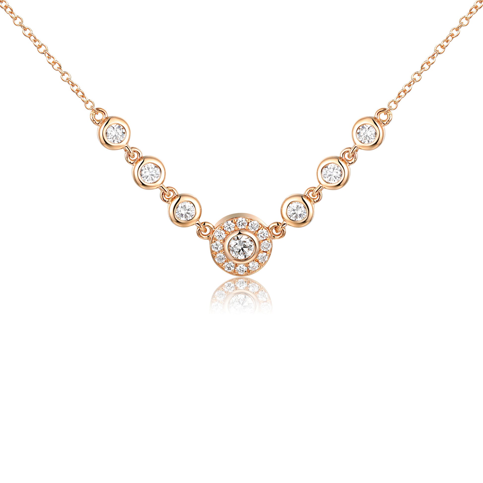 Rubover & Micro Set 7 Stone Halo Necklace