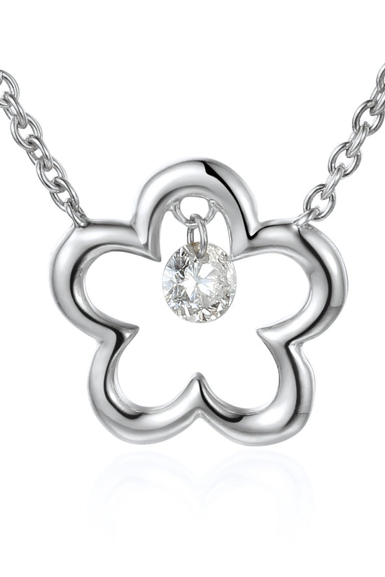 Round Brilliant Cut Dancing Diamond Clover Shape Necklace