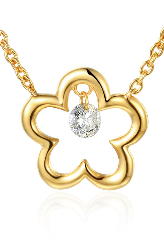 Round Brilliant Cut Dancing Diamond Clover Shape Necklace
