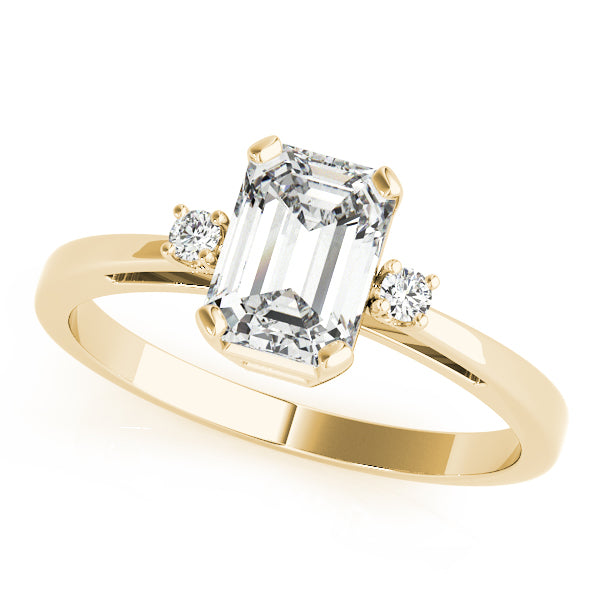 18K Yellow Gold Solitaire Emerald Shape Diamond Engagement Ring